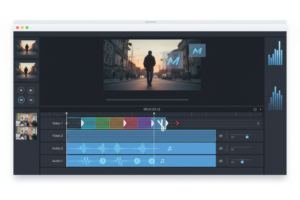 basic video editing,trimming, logo placement & music.